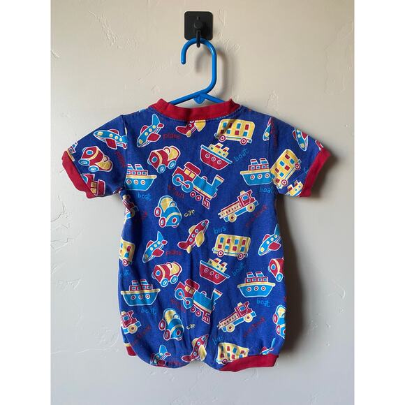 Vintage Okie Dokie Planes/Train/Bus/Fire Truck/Car 100% Cotton Romper- Size 12m - Picture 3 of 3